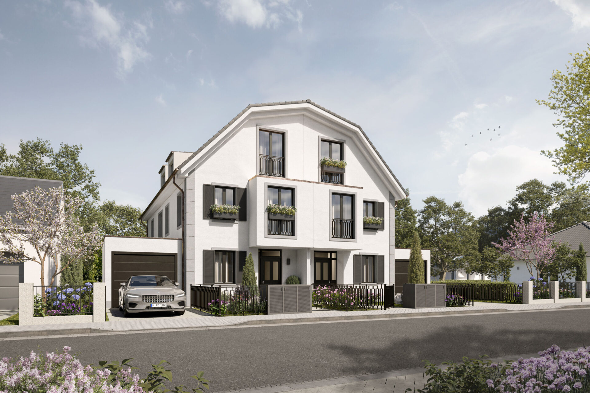 Illustration Domino Bau Einfamilienhaus Bogenhausen
