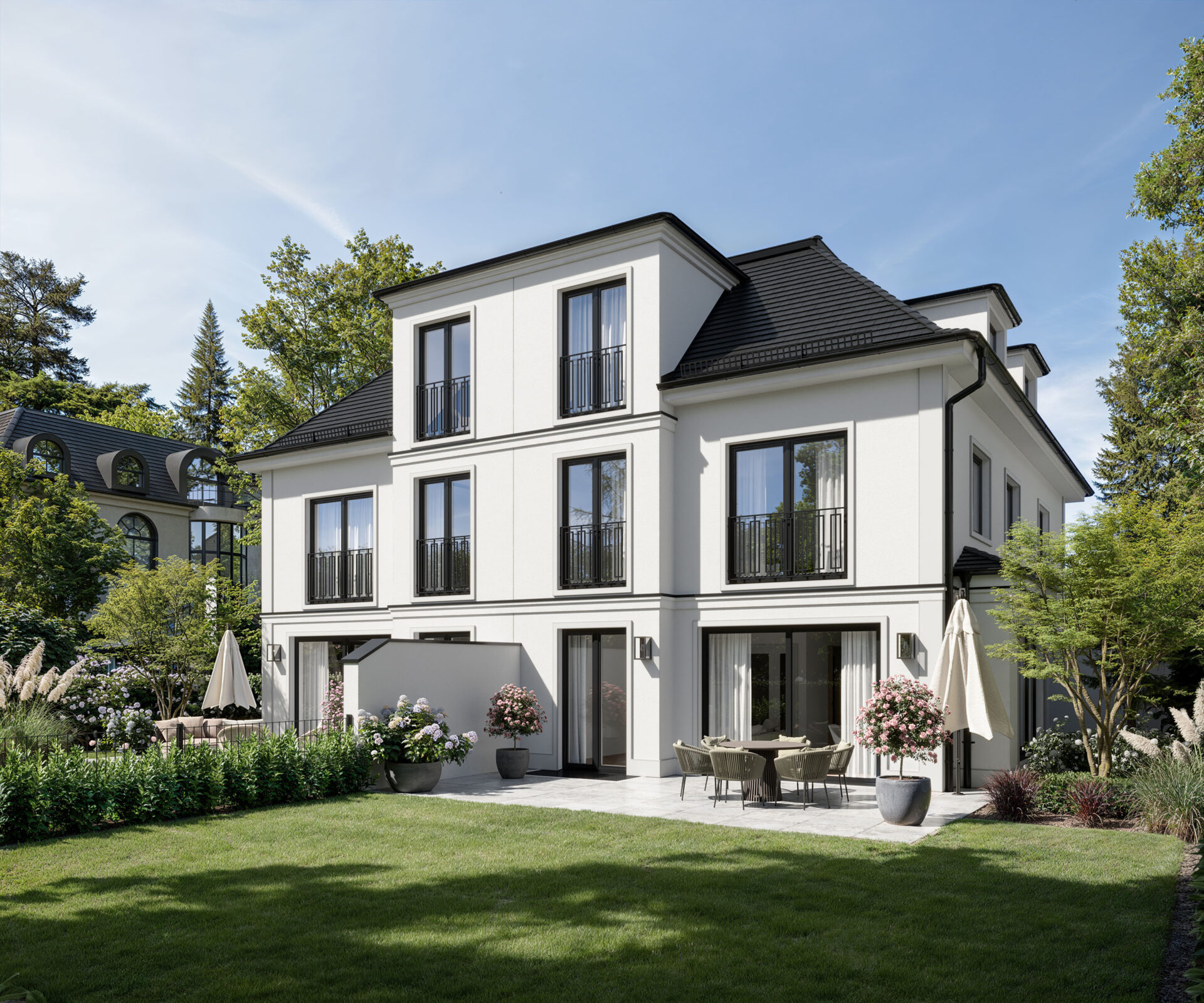 Visualisierung Studio im Dachgeschoss einer Neubau Doppelhaushälfte von DOMINO Bau in Garching bei München