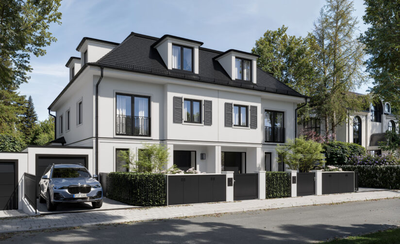 Visualisierung Studio im Dachgeschoss einer Neubau Doppelhaushälfte von DOMINO Bau in Garching bei München