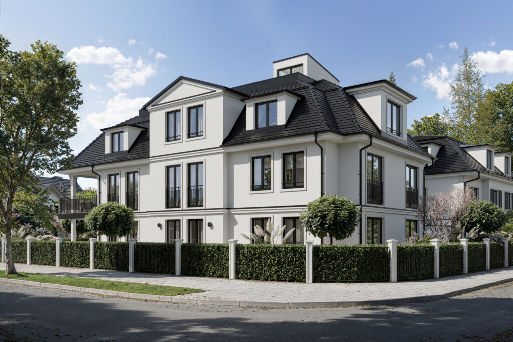 Visualization of an apartment building in Bogenhausen, new construction built by DOMINO Bau Munich