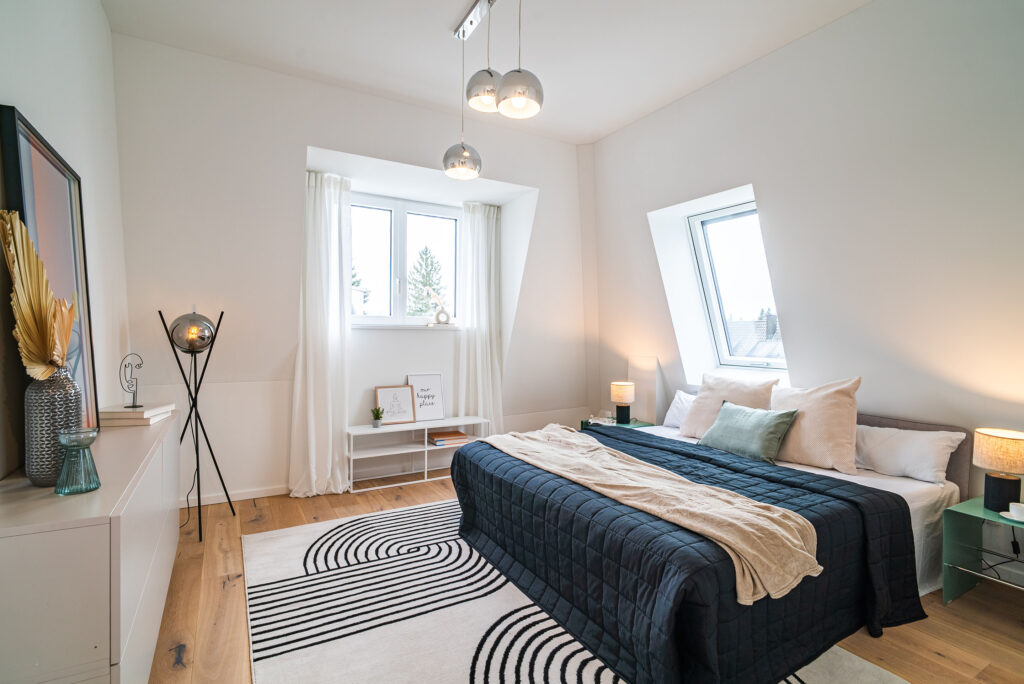 Photo of a bedroom in the attic of a ready-to-move-in new apartment in Trudering